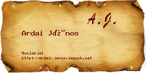 Ardai János névjegykártya